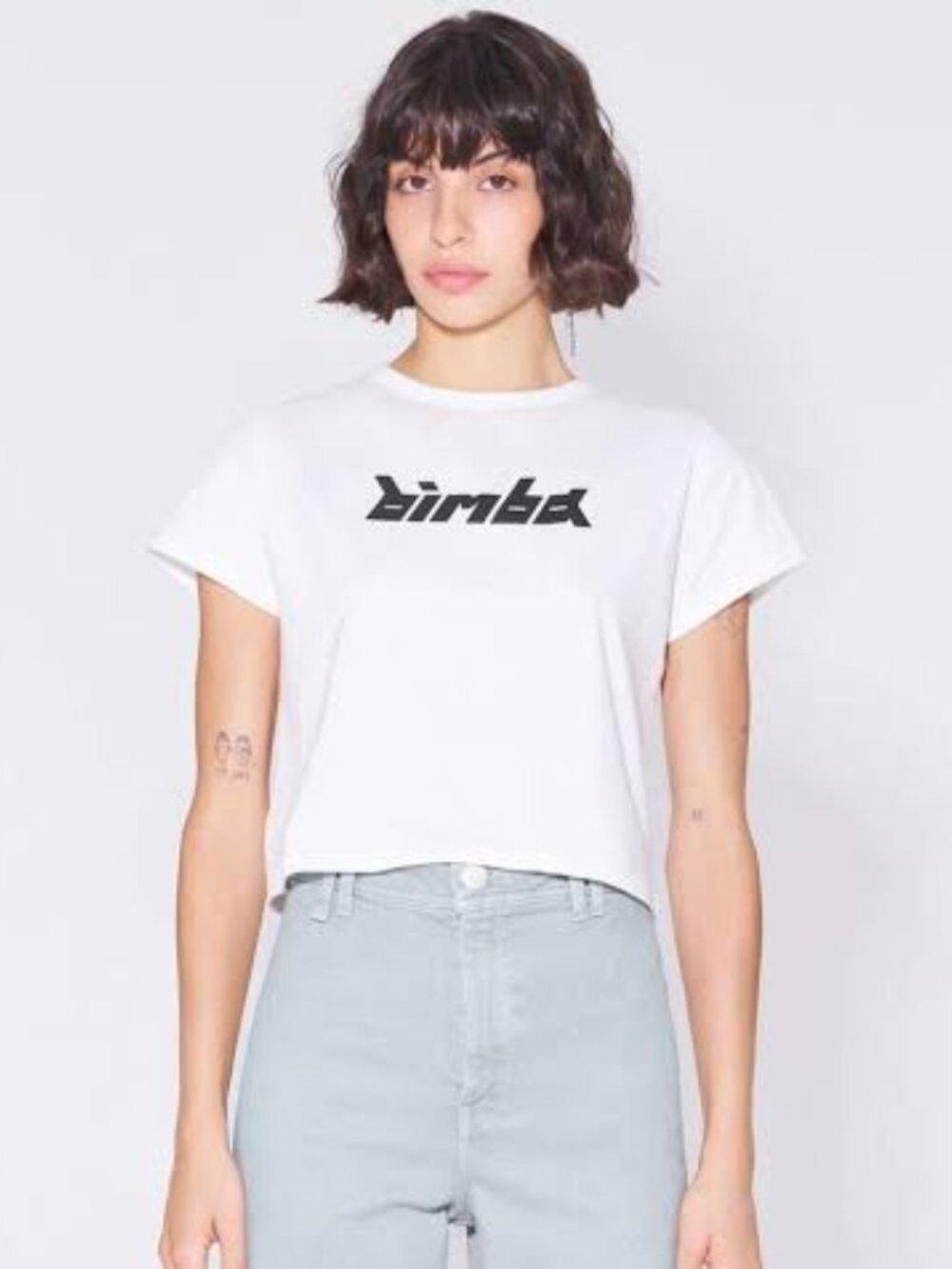 Bimba y Lola Cropped Boxy Logo Graphic Tee